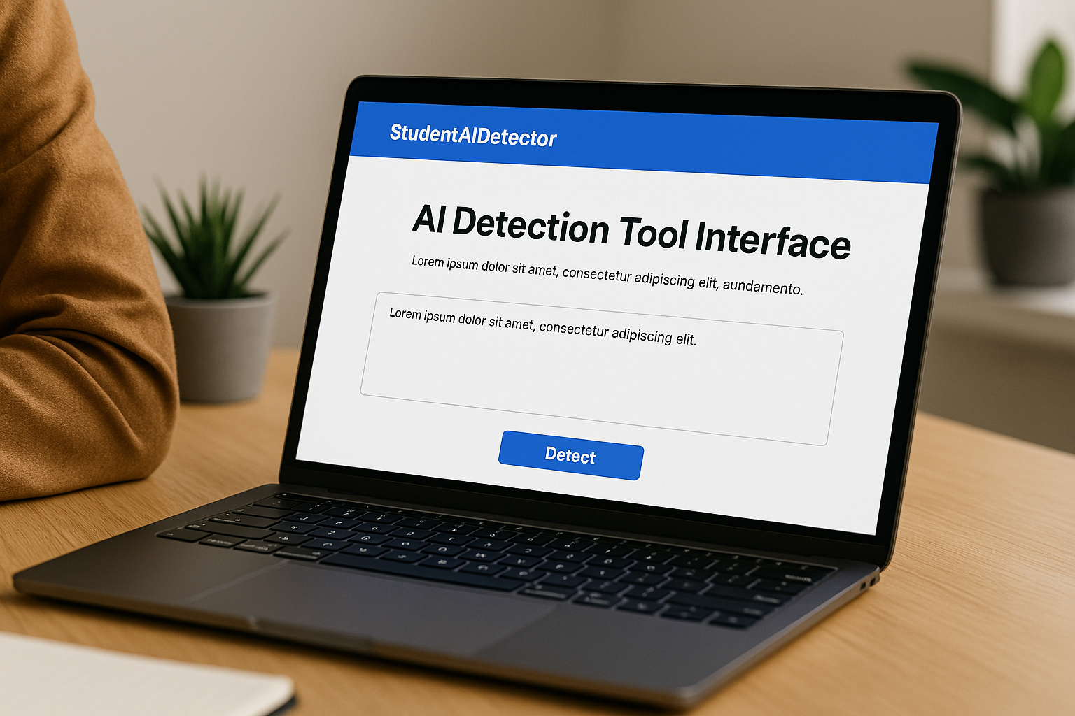 StudentAIDetector interface showing AI content detection tool for marketers